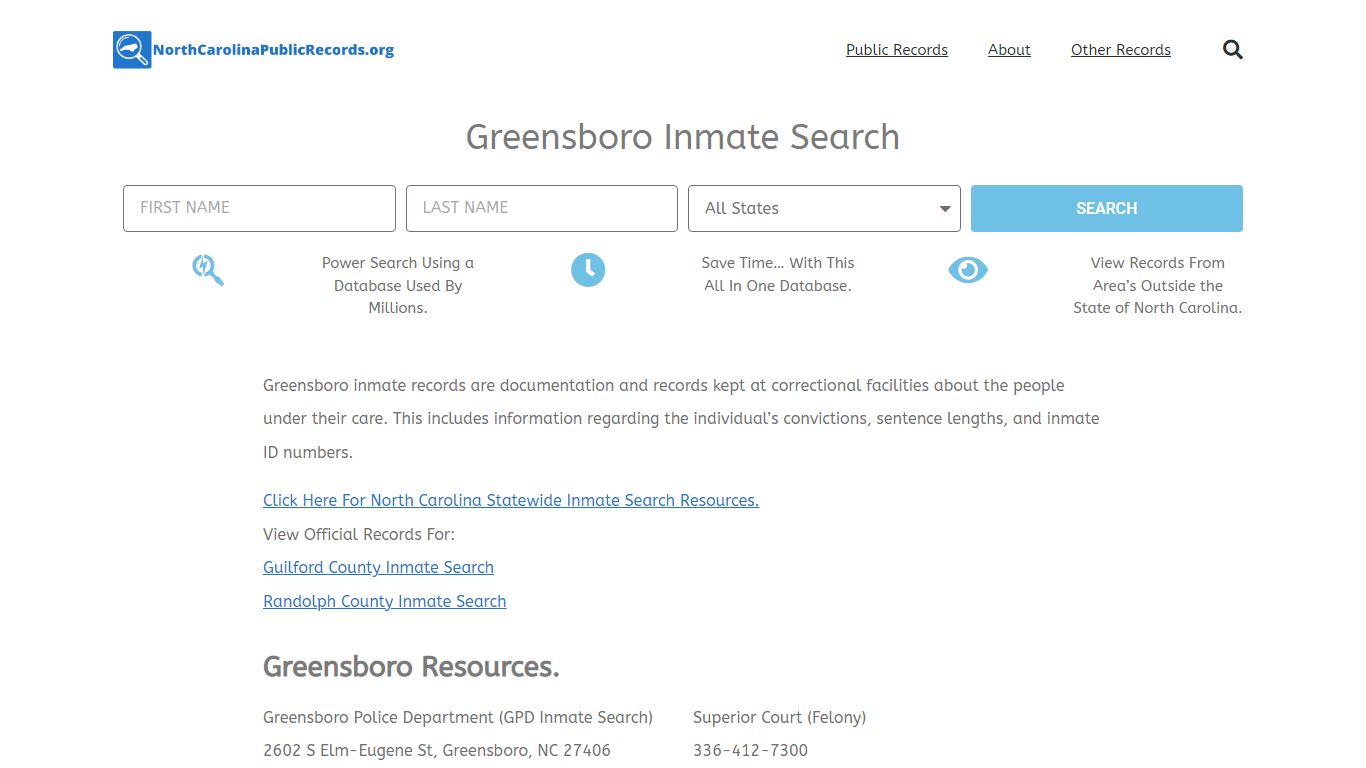 Greensboro Inmate Search - GPD Current & Past Jail Records